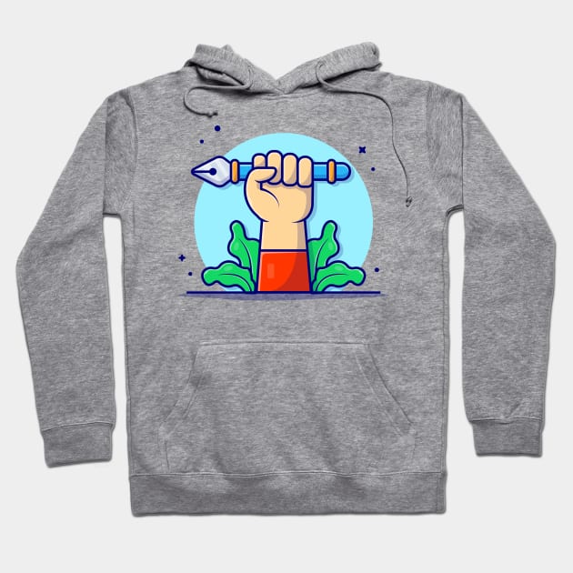 Cute Hand With Pen Tool Cartoon Vector Icon Illustration Hoodie by Catalyst Labs
